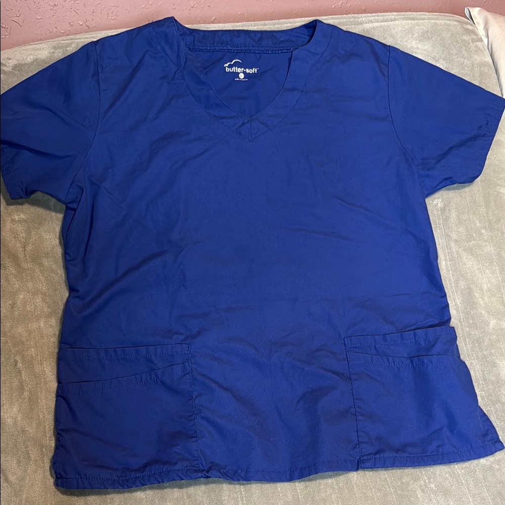 Buttersoft Blue Scrub Top
